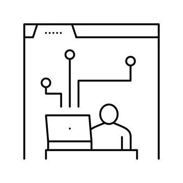 Developer working and codding program line icon vector illustration Stock Illustration