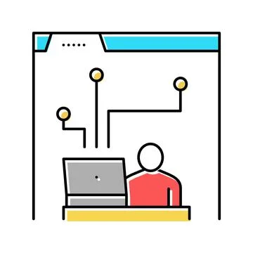 Developer working and codding program color icon vector illustration Stockillustratie