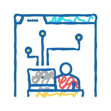Developer working and codding program icon doodle illustration 库存插图
