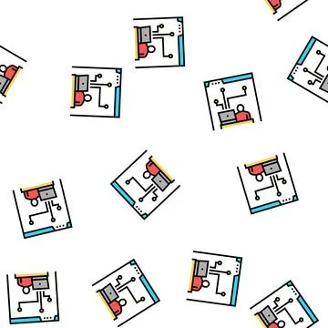 Developer working and codding program vector seamless pattern 스톡 일러스트