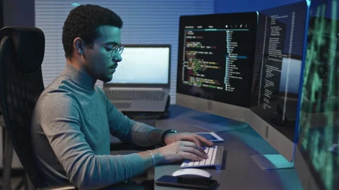 Developer Working with Codes on Computer Video stock 232023897