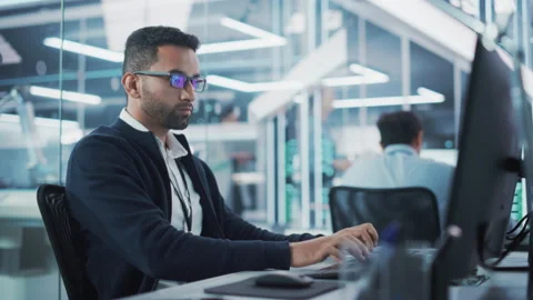 Developer Working on Computer in Office Stock Footage 224518823