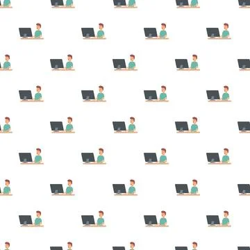 Developer working on computer seamless geometric pattern 스톡 일러스트