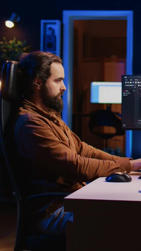 Developer working on fixing database errors while working from home Stock Footage 264510913