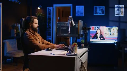 Developer working on fixing database errors while working from home Foto stock