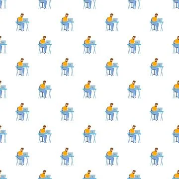 Developer working on laptop computer seamless pattern Illustrazione stock