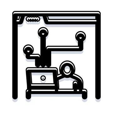 Developer working on a laptop with data flow connectivity Illustrazione stock