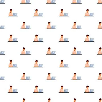 Developer working on laptop remote work pattern background Stock Illustration
