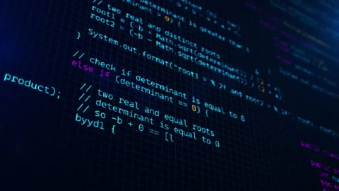 Developer working on program code. Hack or protection data. Website scripts Stock Footage 234144674