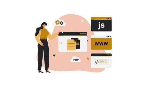 Developer working on web programmer イラスト素材