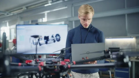Developer Works On Engineering Project With Drone Stock Footage 189862029