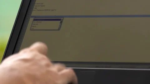 Developer Writes Programme Code Typing on Laptop Stock Footage 88068617
