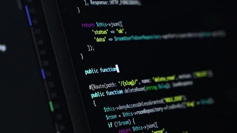 Developer writing a function in a development environment, focus on PHP Stock Footage 302392186