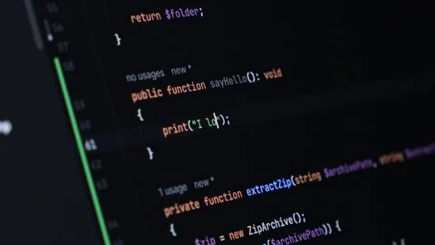 Developer writing an I love coding function in a development environment Stock Footage 302392189
