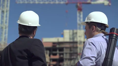 Developers are talking on construcrion site Stock Footage 65172693