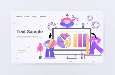 Developers building financial computer application designers working together on Stock Illustration