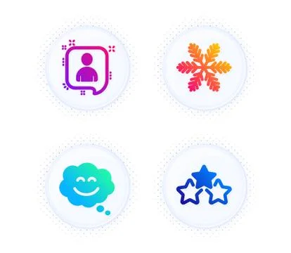 Developers chat, Smile chat and Snowflake icons set. Ranking stars sign. Vector Stock Illustration