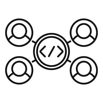 Developers collaborating on software programming and coding network Illustrazione stock