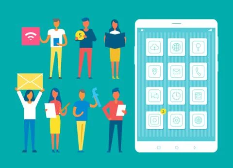 Developers Collection Phone Vector Illustration Illustrazione stock