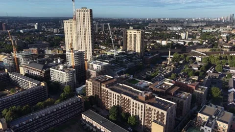 Developers construct new residential buildings at Pearl Yard in Bermondsey Stock Footage 346852553