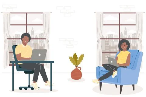Developers couple working Stock Illustration