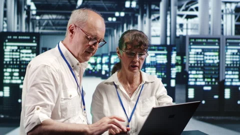 Developers crosschecking server parts Stock Footage 249969039