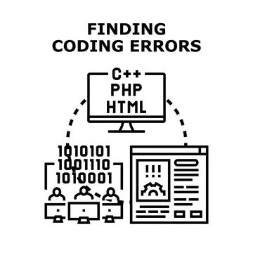 Developers debugging coding errors in software development process Stock Illustration