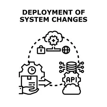 Developers deploying essential system changes. Software updates 库存插图
