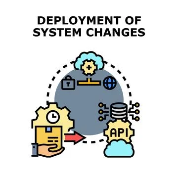 Developers deploying essential system changes. Software updates Stock Illustration