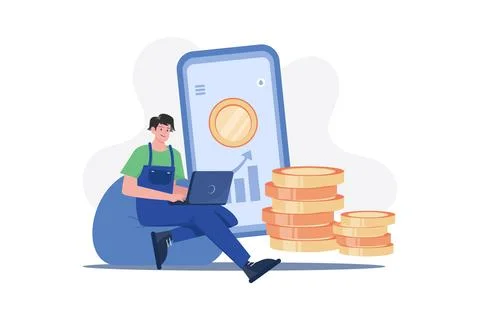 Developers Developing Bitcoin Illustration concept. A flat illustration iso.. Illustrazione stock