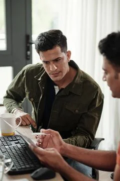 Developers Discussing Website Wireframe Stock Photos
