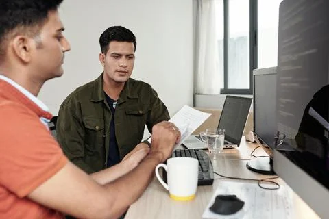 Developers Discussing Website Wireframe Stock Photos