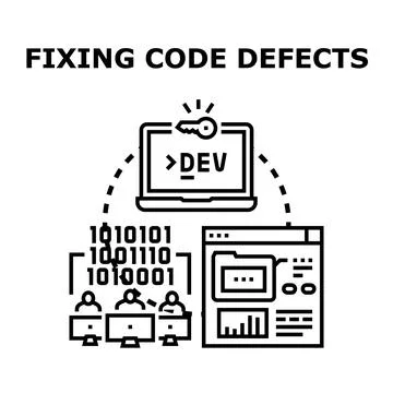 Developers fixing code defects and debugging software program Stockillustratie