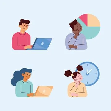 Developers group characters Stock Illustration