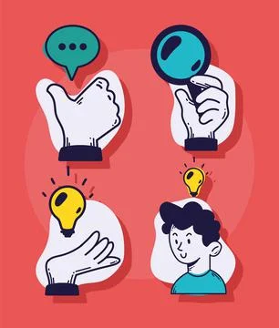 Developers hands and icons Stock Illustration