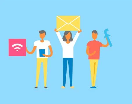 Developers Holding Icons, Vector Illustration イラスト素材