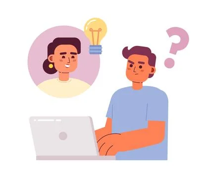 Developers in remote team flat concept vector spot illustration Illustrazione stock