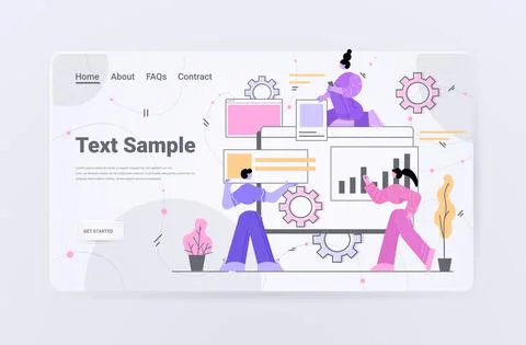 Developers team creating website ui web application development program software Stock Illustration