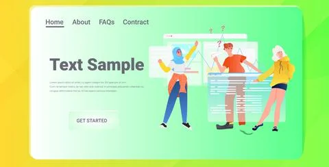 Developers team creating website ui interface web application development Stock Illustration