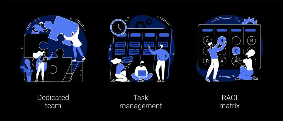Developers team management abstract concept vector illustrations. Illustrazione stock