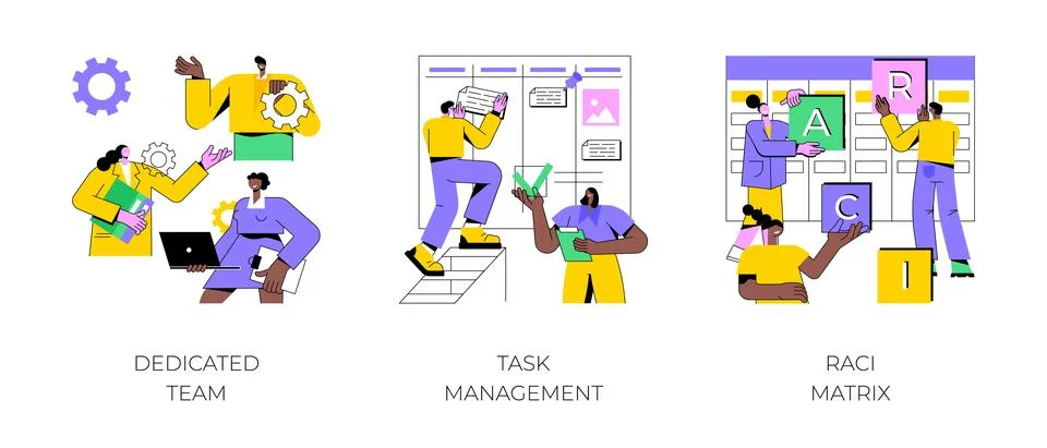 Developers team management abstract concept vector illustrations. イラスト素材