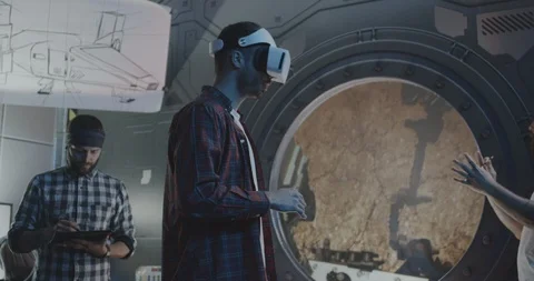 Developers testing VR video game Stock Footage 118272357