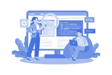 Developers Troubleshooting Issues With A Crashed Website Of The Company Stockillustratie