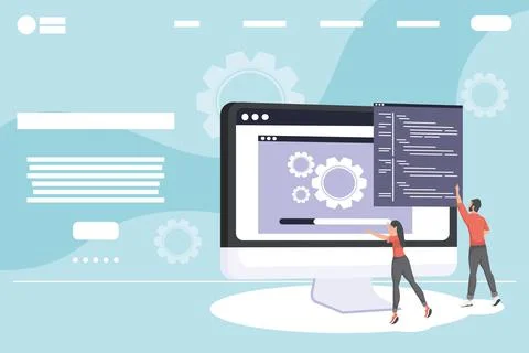 Developers web in desktop Stock Illustration