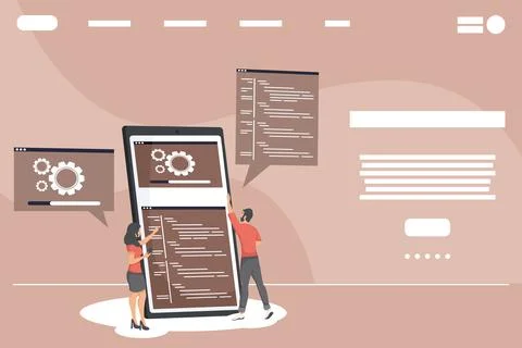 Developers web in smartphone Stock Illustration