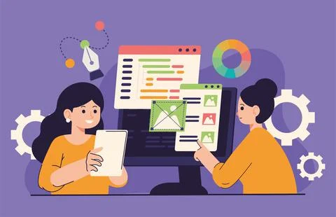 Developers women design web Illustrazione stock