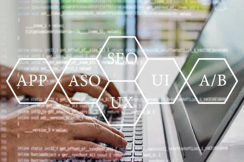 Developers work at home. Programmers write coding apps for use with busines.. Stock Photos