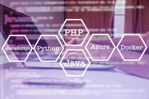 Developers work at home. Programmers write coding apps for use with busines.. Stock Photos