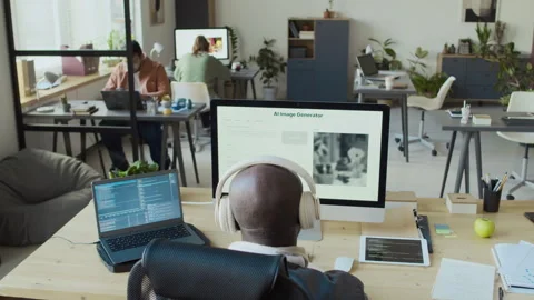 Developers Working in Office of Innovative AI Startup Company Stock Footage 293119683