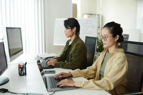 Developers Working on Project 스톡 사진